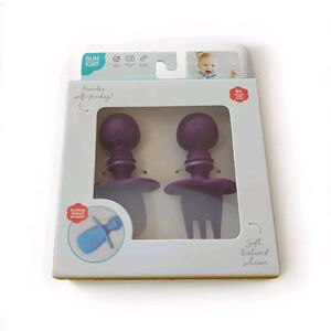 Bumkins Silicone Chewtensils Baby Fork & Spoon Set Purple